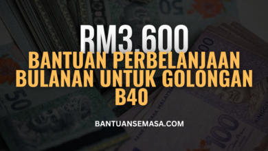 Bantuan Perbelanjaan Sehingga RM3,600 Untuk Golongan B40
